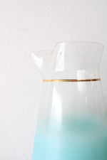 West Virginia Vintage Frosted Blue Glass Tall Pitcher