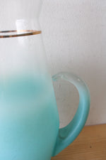 West Virginia Vintage Frosted Blue Glass Tall Pitcher