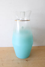 West Virginia Vintage Frosted Blue Glass Tall Pitcher