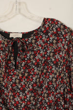Loft Outlet Red and Blue Printed Long Sleeve Dress | XL
