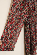 Loft Outlet Red and Blue Printed Long Sleeve Dress | XL