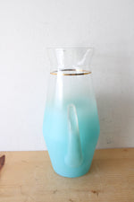 West Virginia Vintage Frosted Blue Glass Tall Pitcher