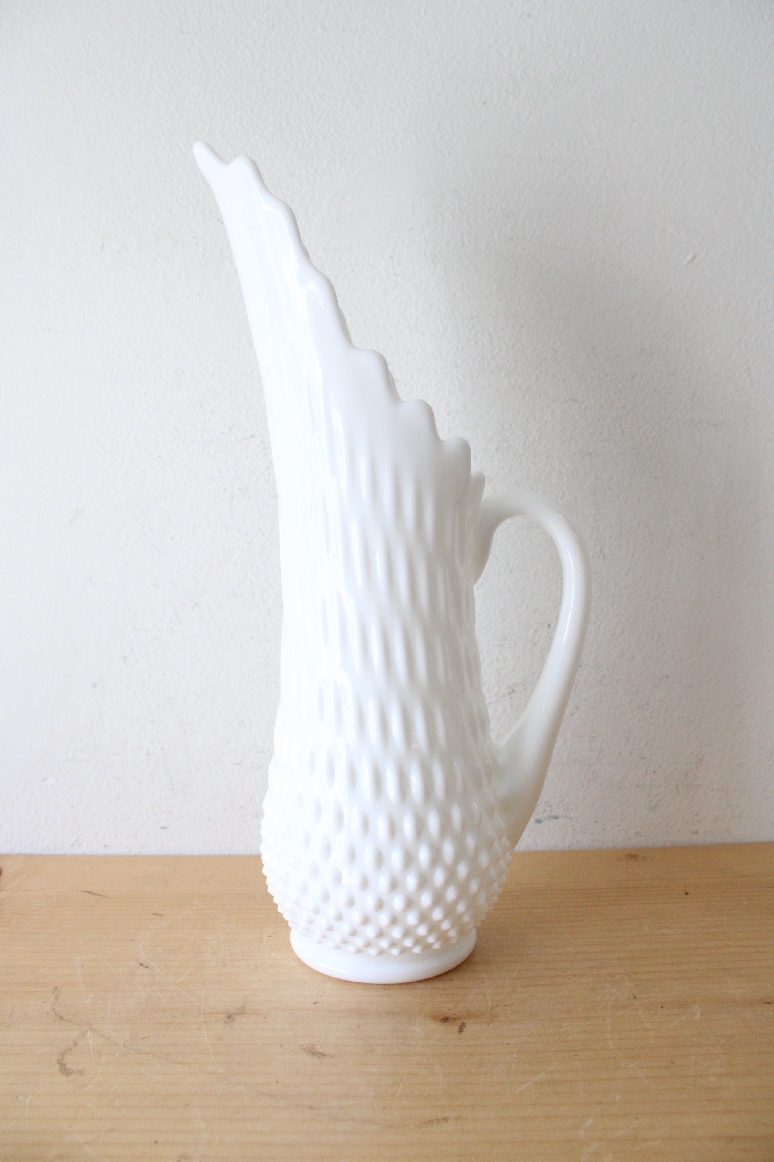 Fenton Milk White Glass Hobnail Swung Pitcher