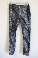 Justice Gray Floral Shimmer Jeans | 14