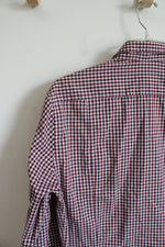 H&M Slim Fit Red & White Plaid Button Down Shirt | M