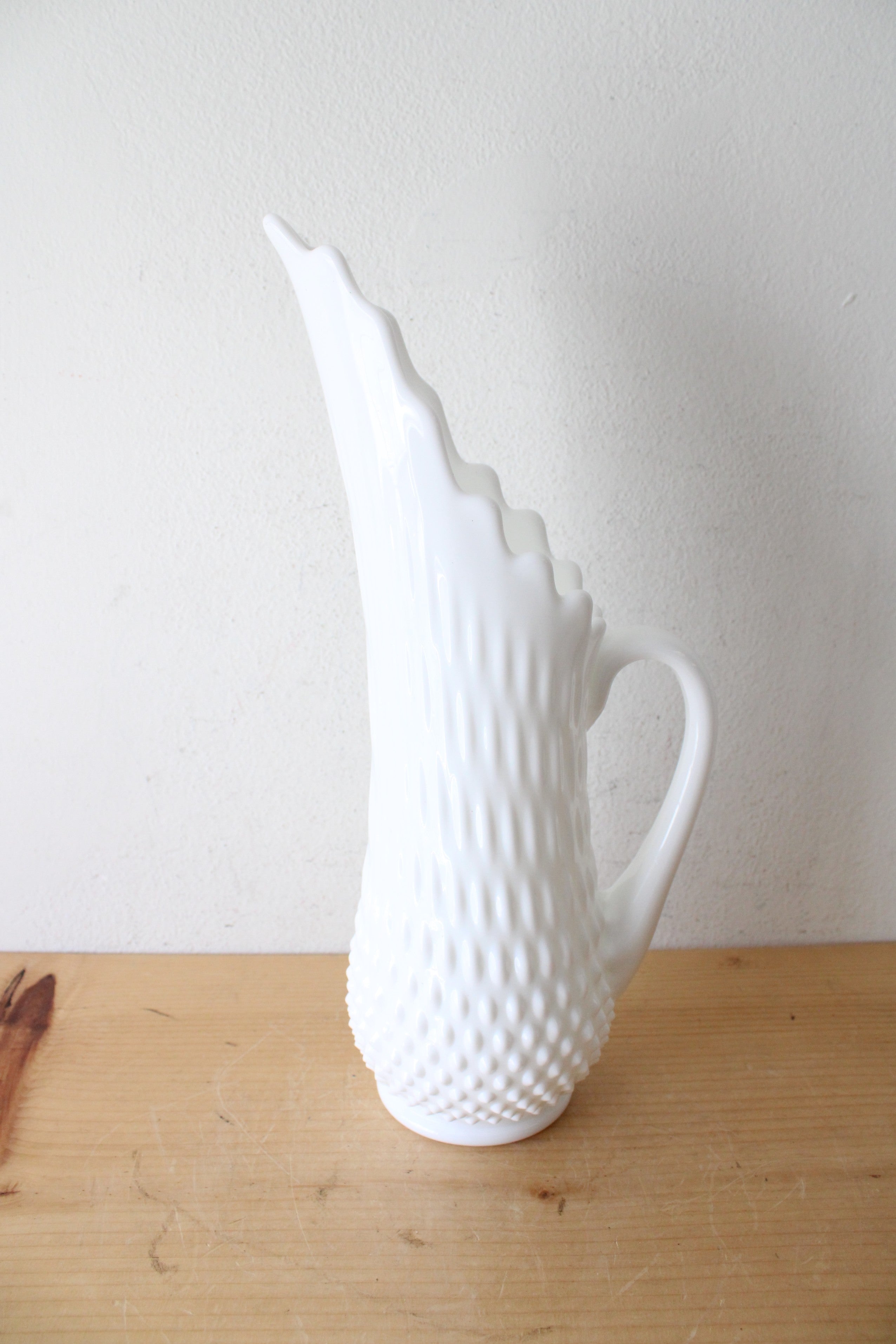 Fenton Milk White Glass Hobnail Swung Pitcher