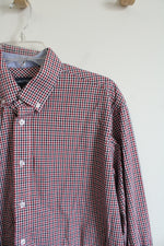 Nautica Regular Fit Red White & Blue Plaid Button Down Shirt | L