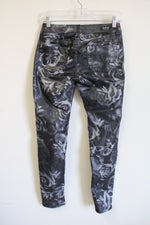 Justice Gray Floral Shimmer Jeans | 14