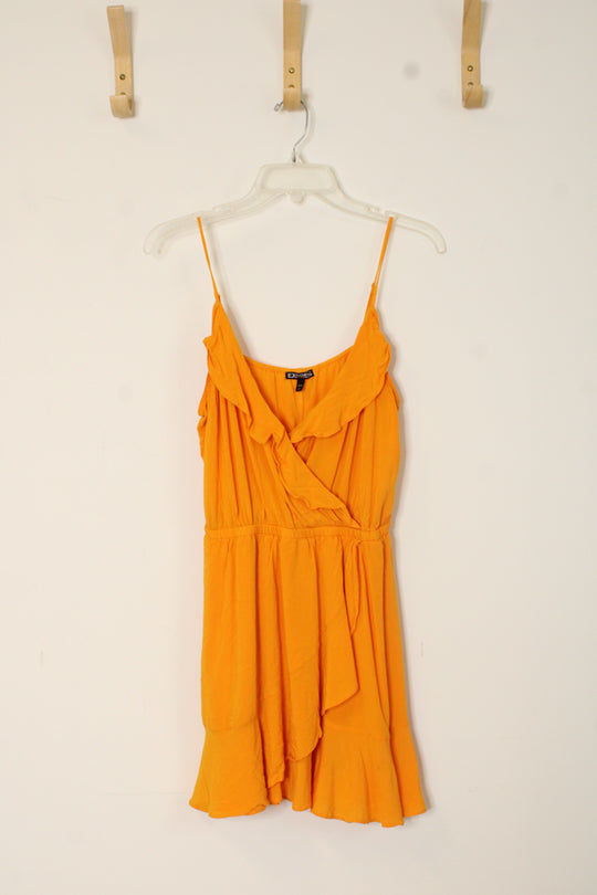 Express Yellow Wrap Mini Dress | M