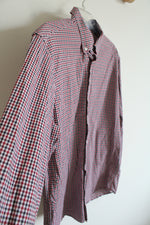 Nautica Regular Fit Red White & Blue Plaid Button Down Shirt | L