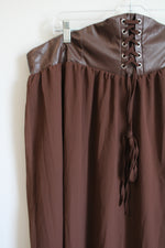 Shein Brown Chiffon Lace Up Skirt | 4XL