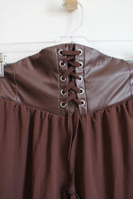 Shein Brown Chiffon Lace Up Skirt | 4XL