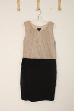 Enfocus Women's Gold Shimmer and Black Colorblock Dress | 14