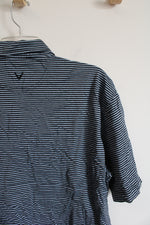 Callaway Golf Navy & Blue Striped Polo Shirt | L