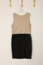 Enfocus Women's Gold Shimmer and Black Colorblock Dress | 14