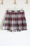Aerie Red Green Pleated Skirt | M