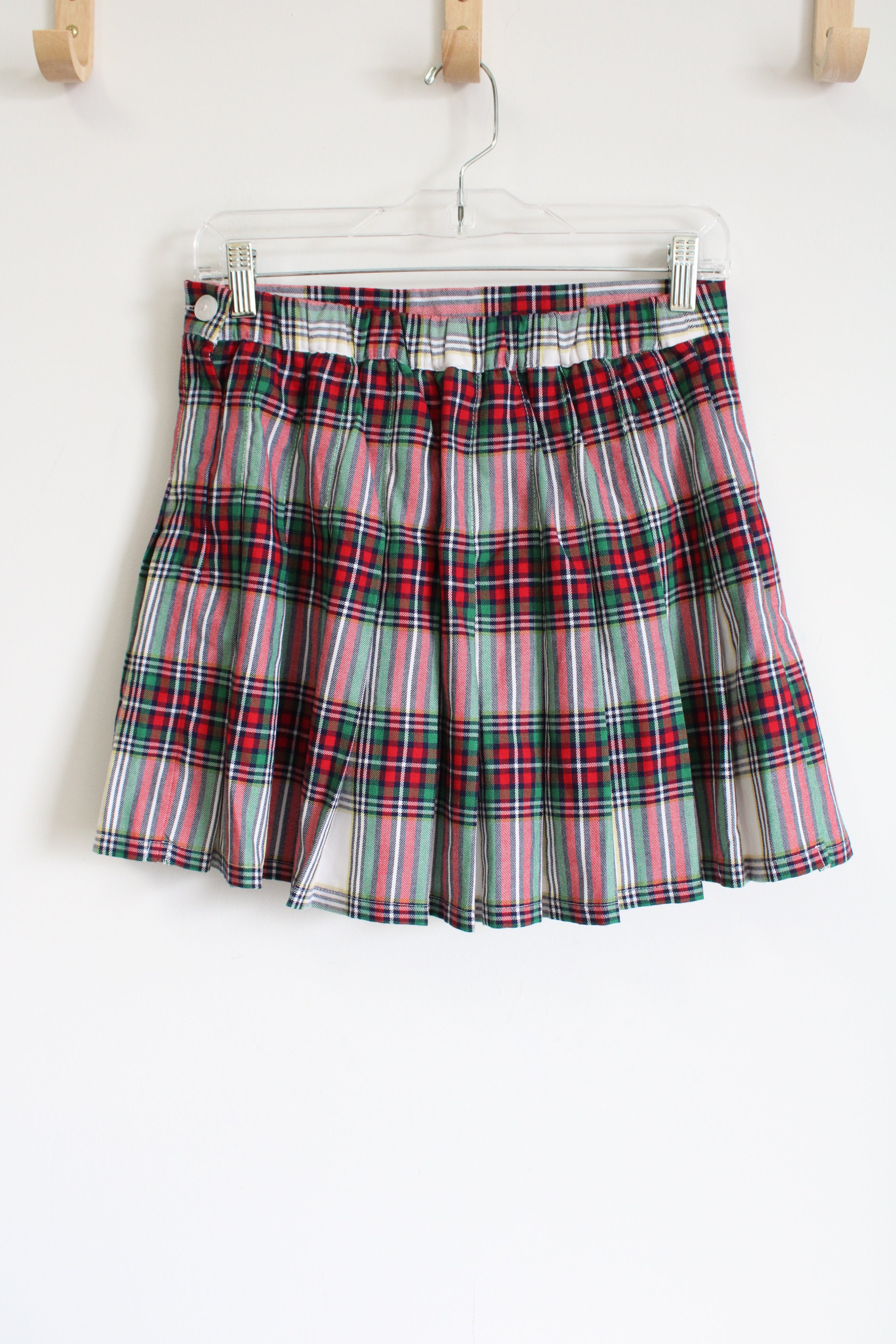 Aerie Red Green Pleated Skirt | M