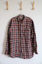 Duluth Trading Co. Gray & Orange Plaid Flannel Shirt | L