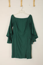 Venus Emerald Green Ruffle Sleeve Dress | 12