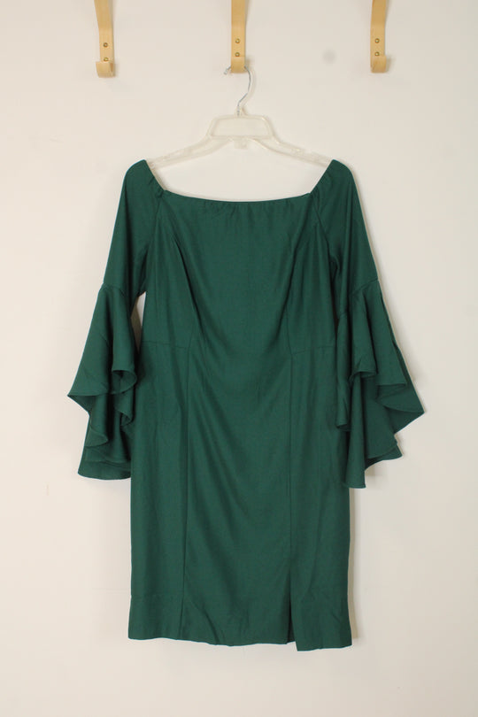 Venus Emerald Green Ruffle Sleeve Dress | 12