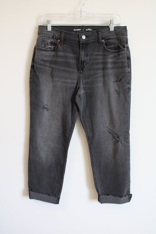 Old Navy Mid Rise Boyfriend Black Wash Jeans | 6