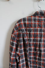 Duluth Trading Co. Gray & Orange Plaid Flannel Shirt | L