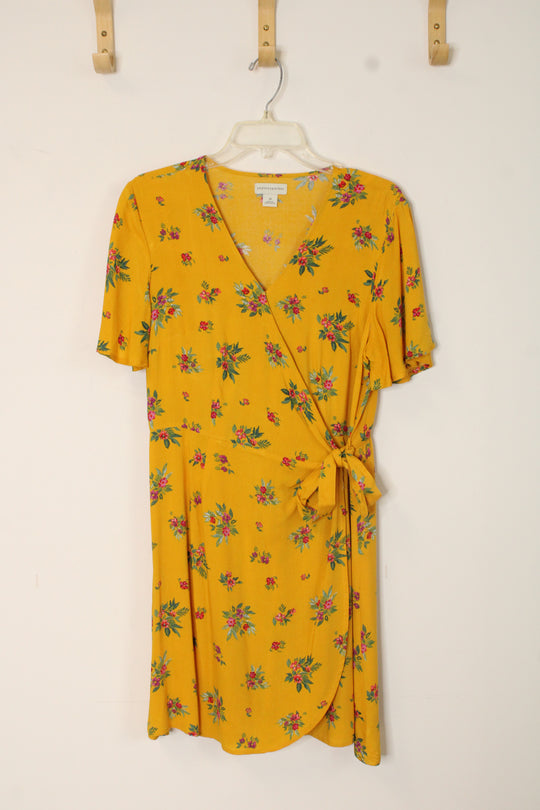 Peyton & Parker Yellow Floral Wrap Dress | M