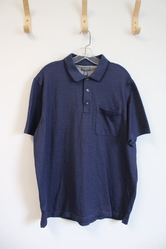 Van Heusen Flex Navy Striped Polo Shirt | XL