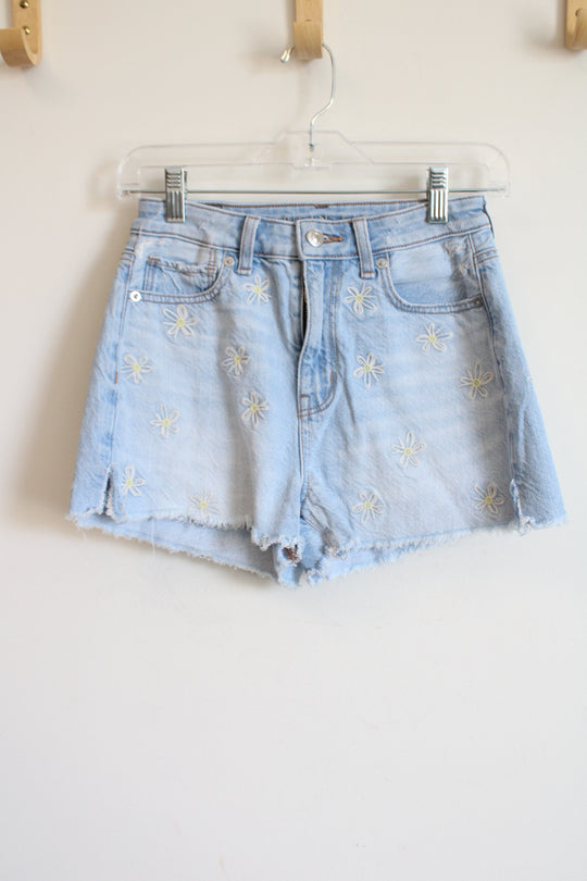 American Eagle Daisy Embroidered Mom Short | 00