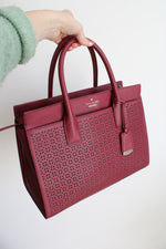 Kate Spade Wine Red Cameron Street Perforated Satchel Purse