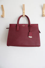 Kate Spade Wine Red Cameron Street Perforated Satchel Purse