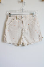 American Eagle Highest Rise 90's Boyfriend Cream Pink Flower Embroidered Short | 0