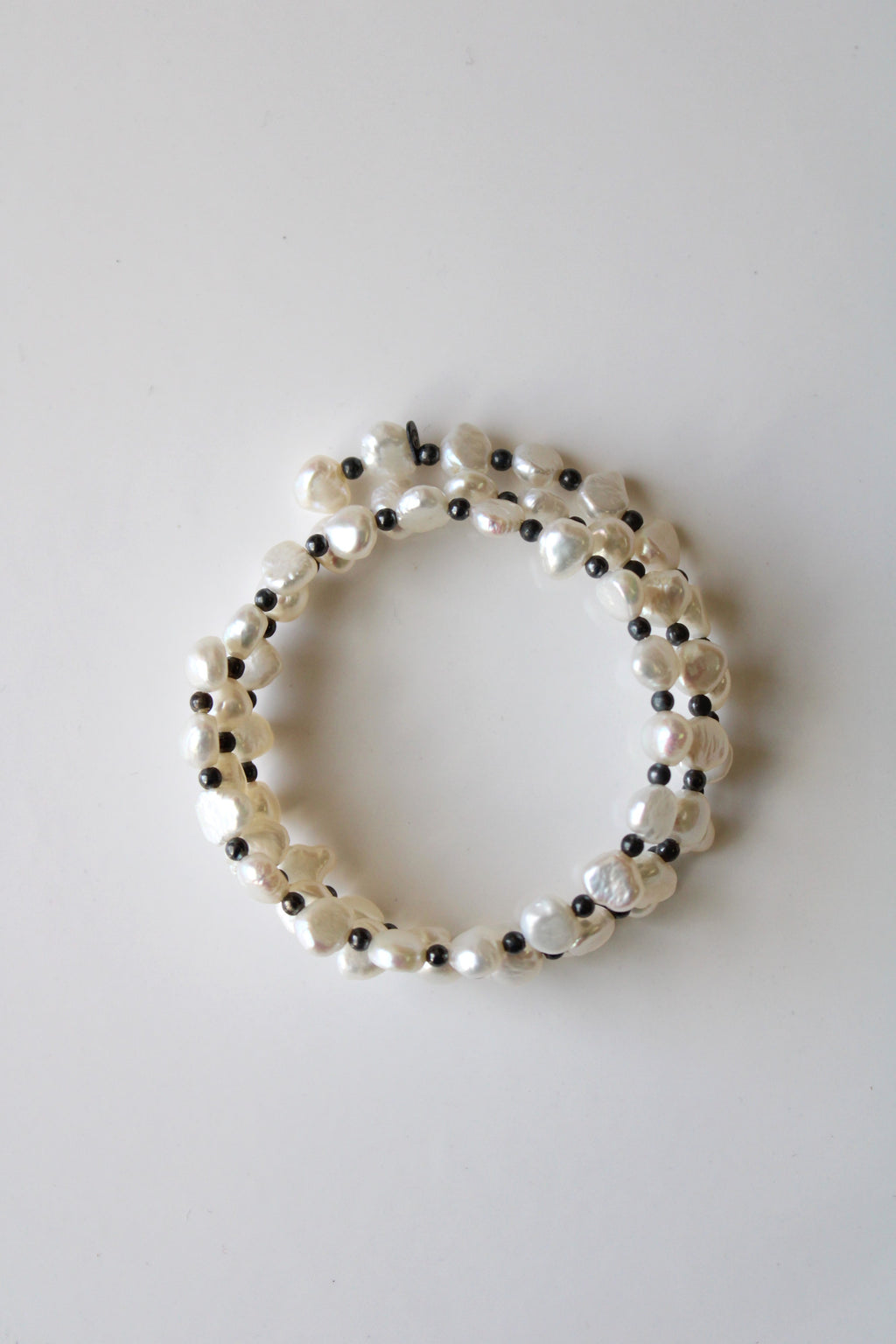 Ivory Genuine Baroque Pearl Memory Wire Bracelet