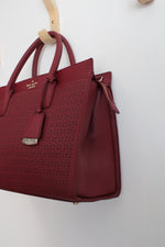 Kate Spade Wine Red Cameron Street Perforated Satchel Purse