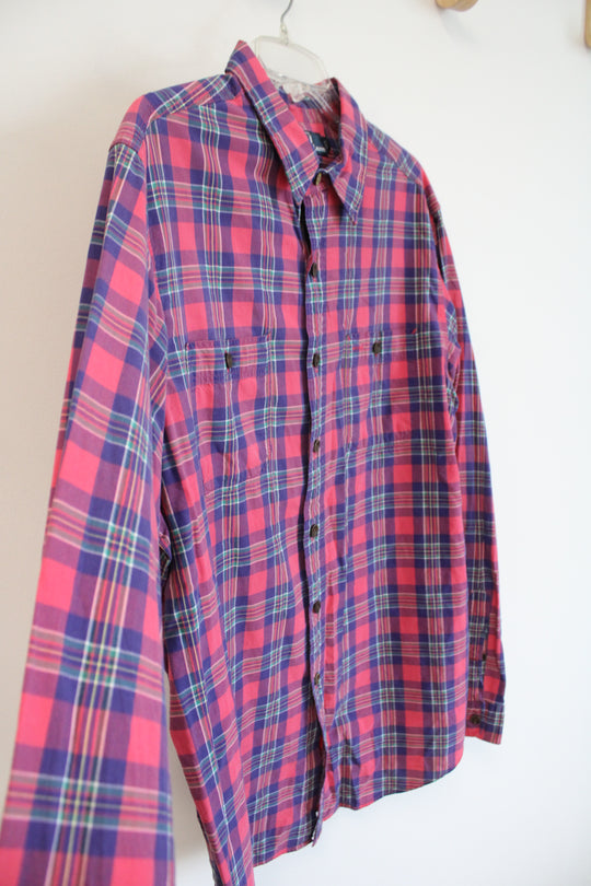 Polo By Ralph Lauren Pink & Blue Plaid Button Down Shirt | XL