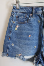 American Eagle Denim Floral Embroidered Mom Short | 000