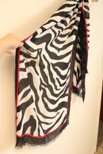 NEW Chico's Wild Lines Oblong Scarf with Red Outline