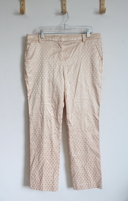 NEW New York & Co. Gold Diamond Patterned Slim Leg Crosby Pants | 14