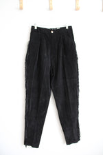 Vintage Authentic Sueded Black Leather Fringe Pants | 14