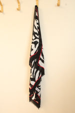 NEW Chico's Wild Lines Oblong Scarf with Red Outline