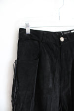 Vintage Authentic Sueded Black Leather Fringe Pants | 14