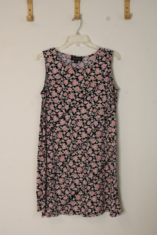 Perceptions Pink and Black Floral Stretch Dress | 14