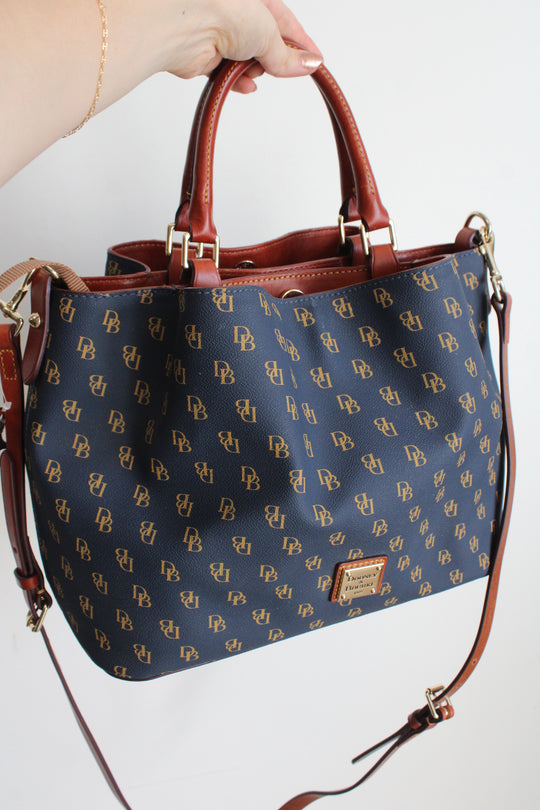 Dooney & Bourke Gretta Brenna Navy Blue Monogram Bag