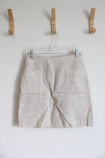 NEW LOFT Cream Metallic Linen Blend Skirt | 0 Petite