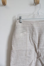NEW LOFT Cream Metallic Linen Blend Skirt | 0 Petite
