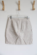 NEW LOFT Cream Metallic Linen Blend Skirt | 0 Petite