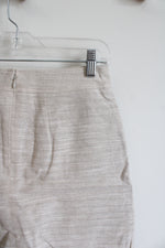 NEW LOFT Cream Metallic Linen Blend Skirt | 0 Petite