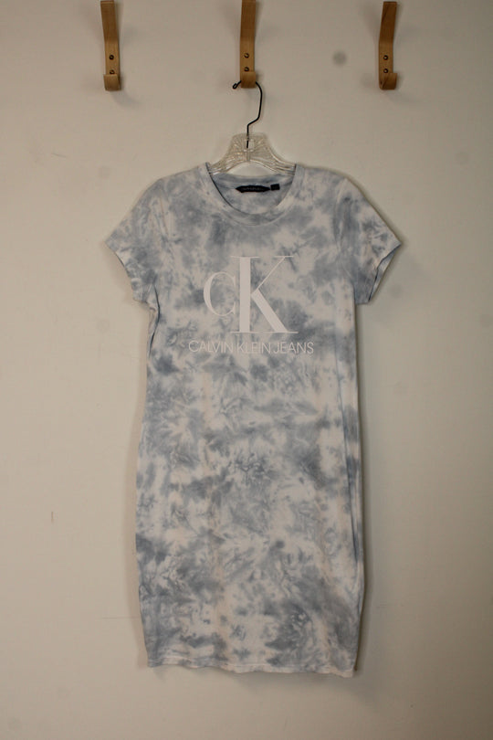 Calvin Klein Blue Cloud Tie Dye Dress | S