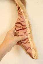 Vintage Light Brown Fur Collar featuring Snap Strip