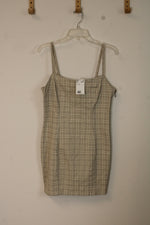 NEW Divided Tan Plaid Dress | M